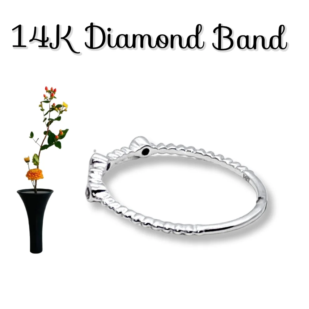 14K White Gold Diamond Band